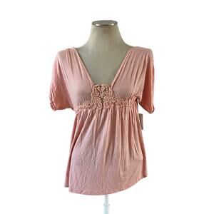 NWT Y2K 2000s Pink Baby Doll Blouse Sz XL Fairycore Retro Girly Romantic